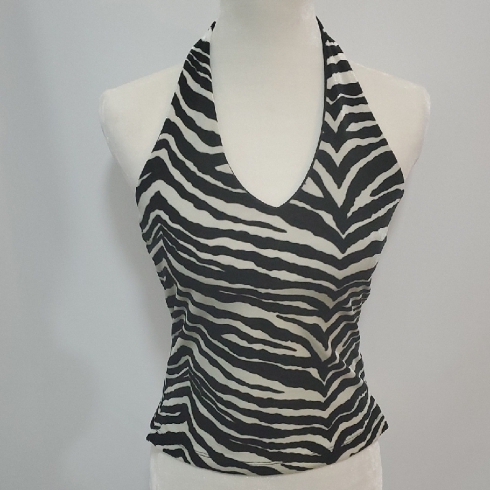 Forever 21 Black and White Halter Tank Top